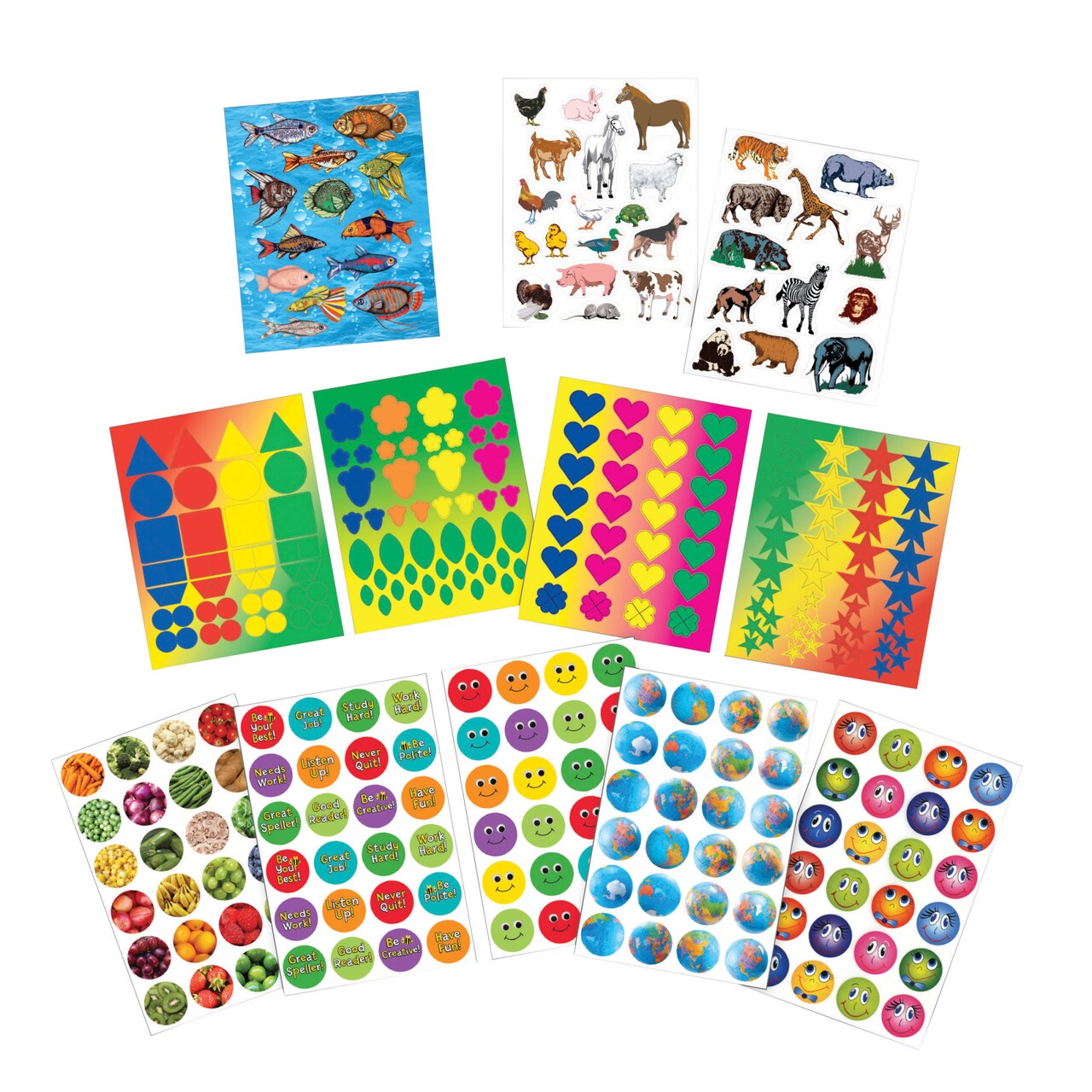 School Smart Assorted Everyday Stickers, 60 Sheets, Pack of 1700